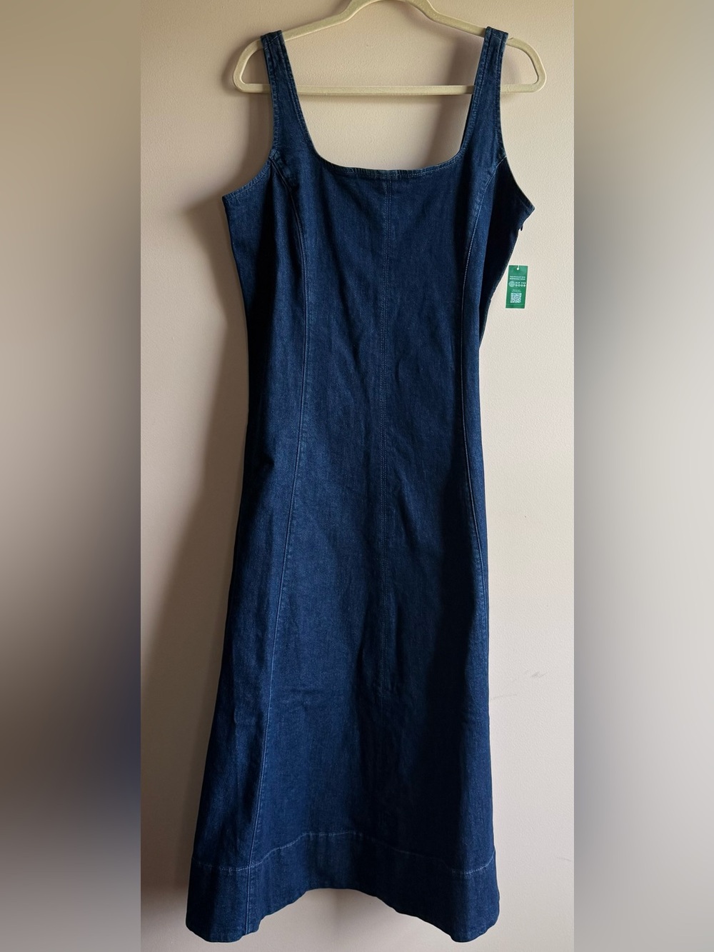 GAP Navy Square-Neck Denim Midi Dress